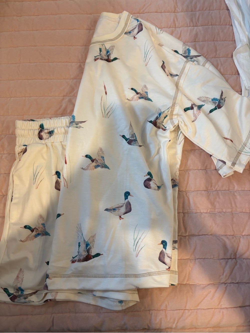 Cream Duck Print Pajama Set